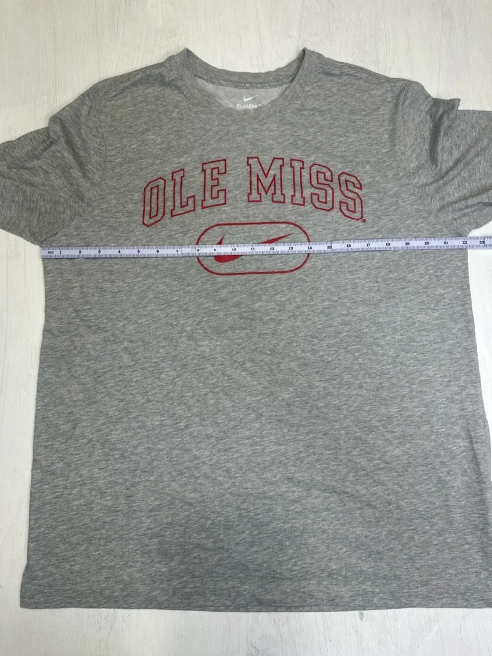 Nike Ole Miss Rebels Dri-Fit Tee Gray Red Logo Shirt Mens XL NCAA